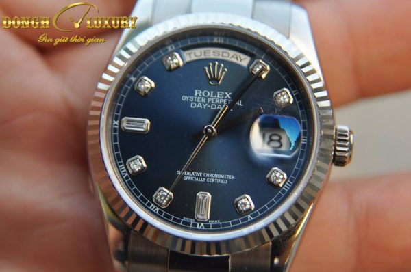 rolex day date president 118209 whtie gold 18k blue diamond dial 5
