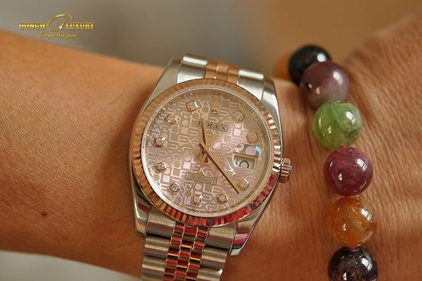 Đồng hồ Rolex 116231 mặt vi tính gắn kim cương vàng hồng 18k