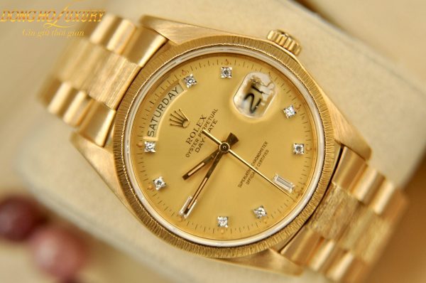 dong ho nam rolex champagne president day date 36 yellow gold tapestry dial mens 18078 4 Sao chép