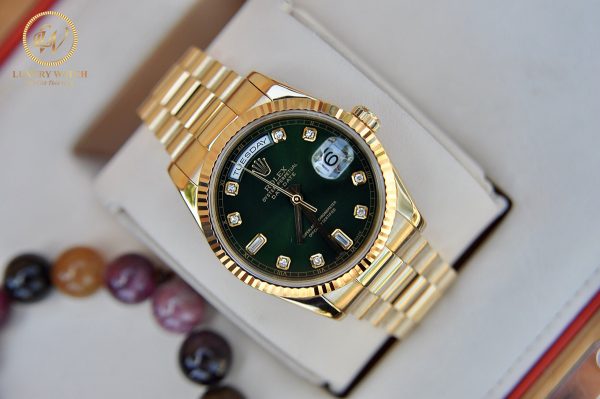 dong ho rolex 118208 day date oyster perpetual size 36mm mat tia xanh 1