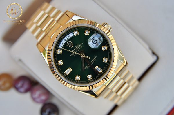 dong ho rolex 118208 day date oyster perpetual size 36mm mat tia xanh 5