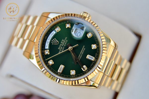 dong ho rolex 118208 day date oyster perpetual size 36mm mat tia xanh 6