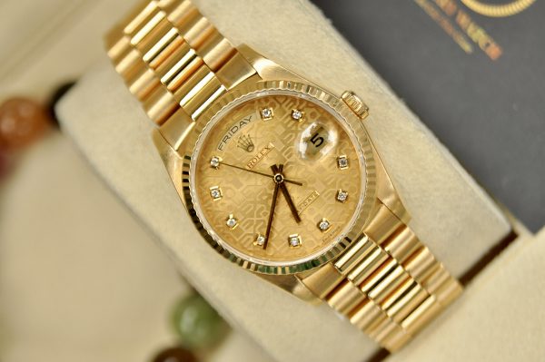 dong ho rolex day date 18238 mat vi tinh vang 18k size 36mm 1