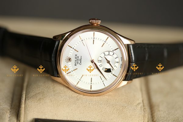 Dong ho Rolex Cellini Dual Time 50525 Mat So Bac Vang hong 18k 39 mm 5 scaled