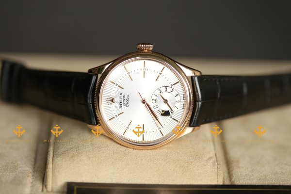 Dong ho Rolex Cellini Dual Time 50525 Mat So Bac Vang hong 18k 39 mm 7 scaled