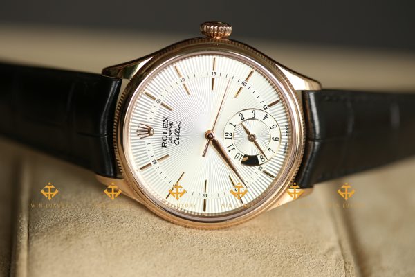Dong ho Rolex Cellini Dual Time 50525 Mat So Bac Vang hong 18k 39 mm 8 scaled